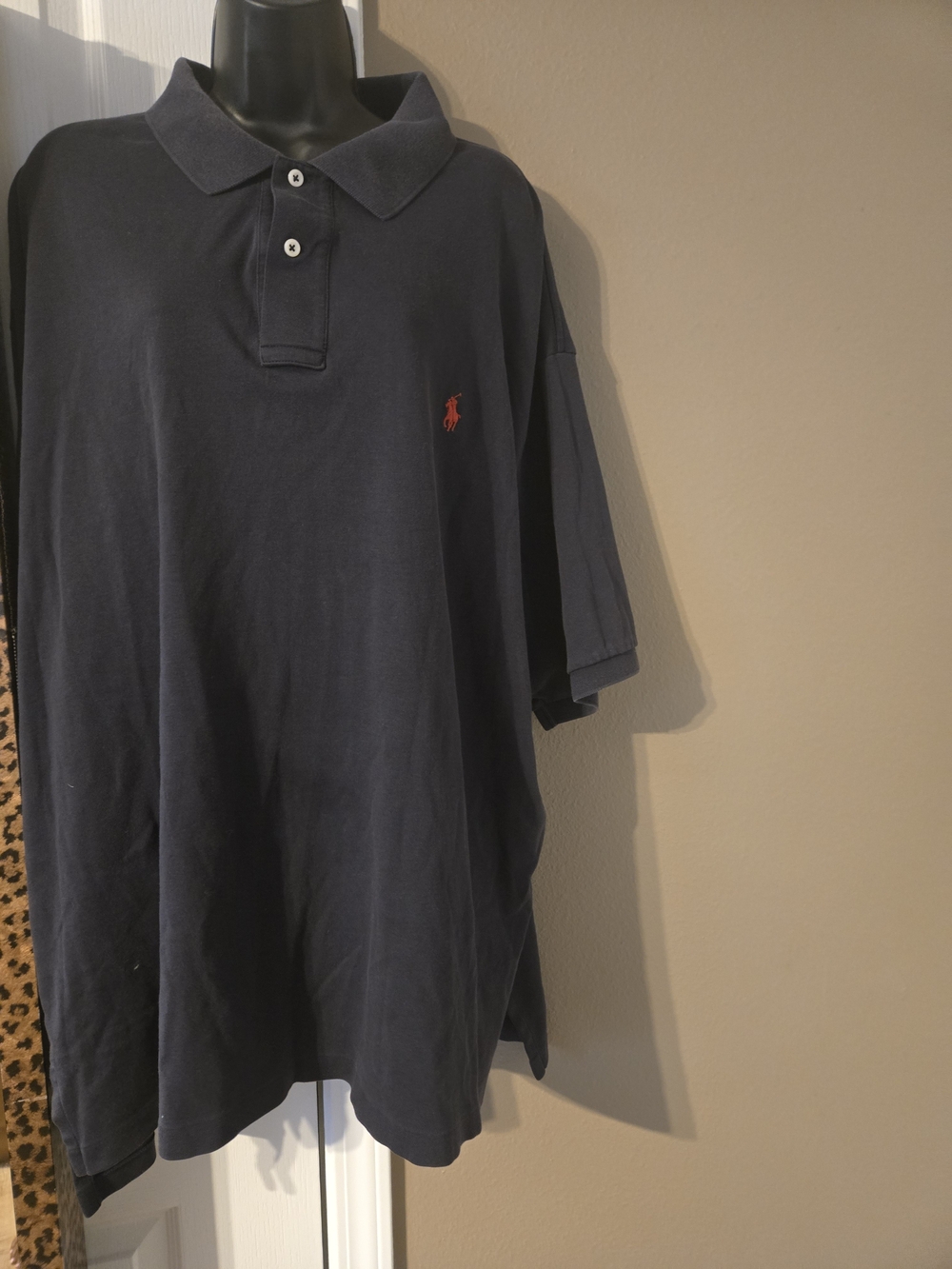 Polo Ralph Lauren Polo Shirt Mens 2XB BIG Navy Red Pony 100% Cotton